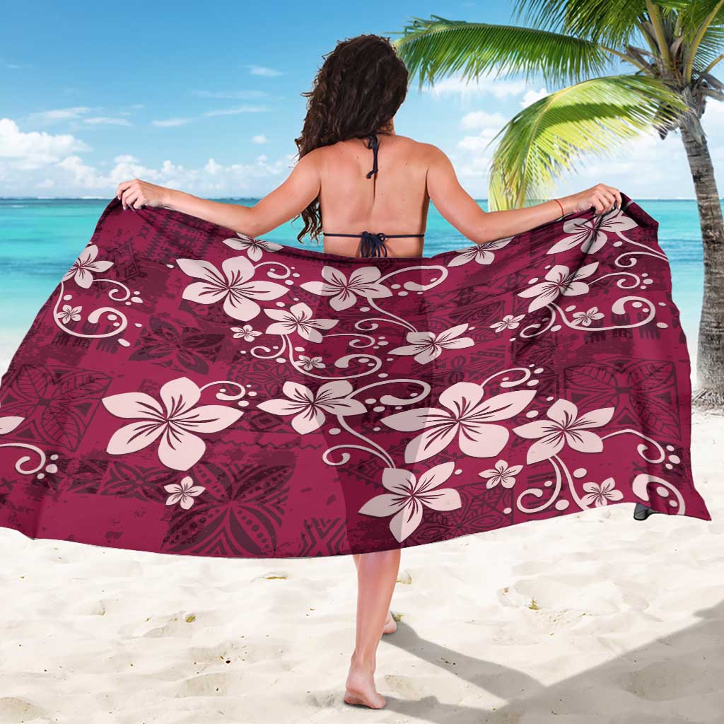Plumeria Floral Tapa Pattern Ruby Pink Sarong LT01 - Polynesian Pride
