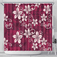 Plumeria Floral Tapa Pattern Ruby Pink Shower Curtain LT01 - Polynesian Pride