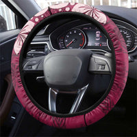 Plumeria Floral Tapa Pattern Ruby Pink Steering Wheel Cover LT01 - Polynesian Pride