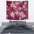 Plumeria Floral Tapa Pattern Ruby Pink Tapestry