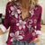 Plumeria Floral Tapa Pattern Ruby Pink Women Casual Shirt