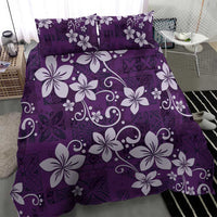 Plumeria Floral Tapa Pattern Amethyst Purple Bedding Set LT01 - Polynesian Pride