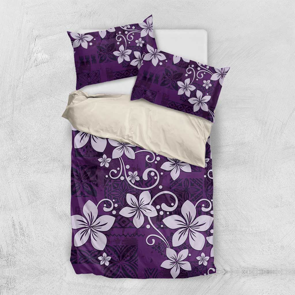 Plumeria Floral Tapa Pattern Amethyst Purple Bedding Set LT01 US Twin 172cm x 218cm Purple - Polynesian Pride