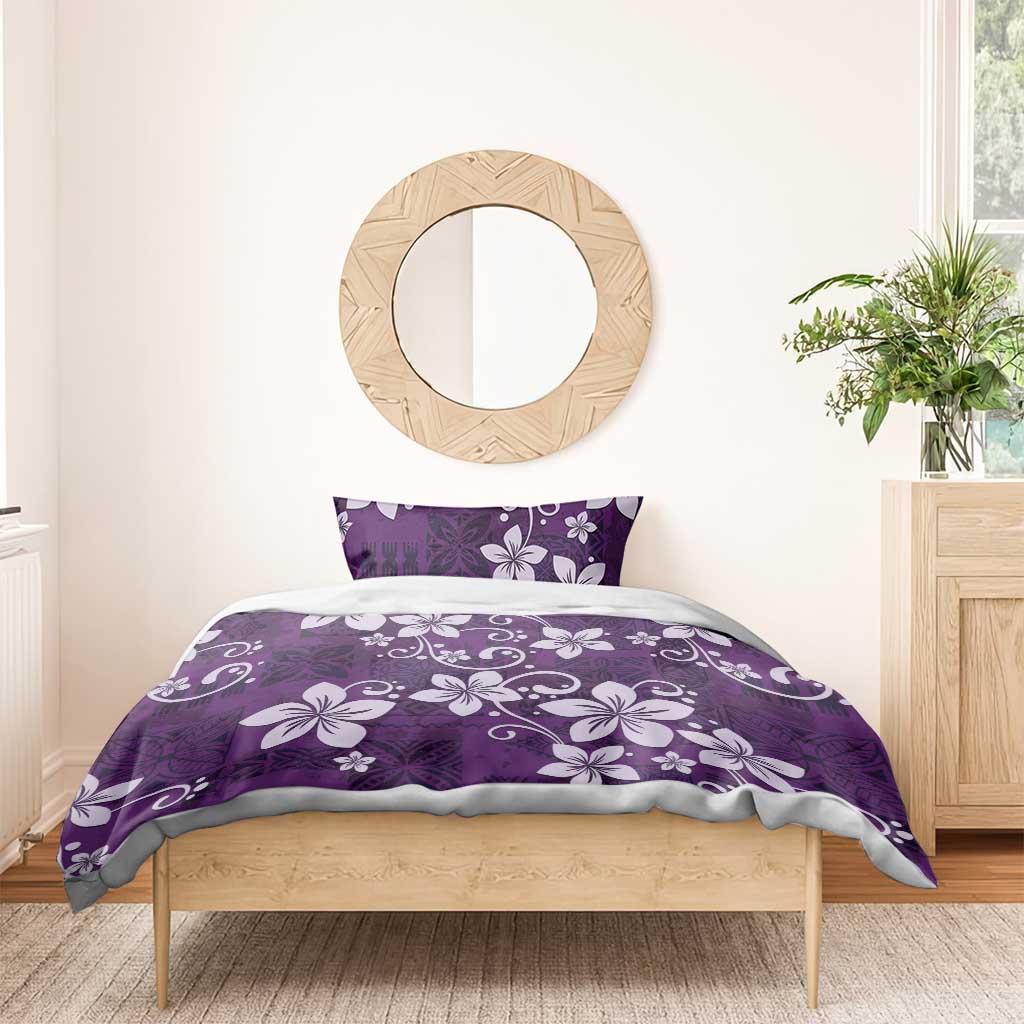 Plumeria Floral Tapa Pattern Amethyst Purple Bedding Set LT01 - Polynesian Pride