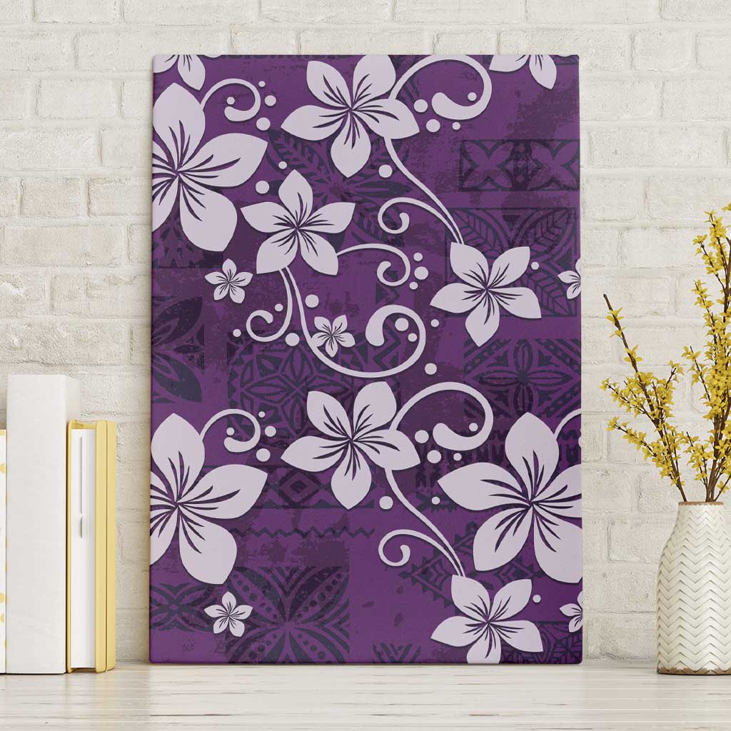 Plumeria Floral Tapa Pattern Amethyst Purple Canvas Wall Art LT01 Without Frame Purple - Polynesian Pride