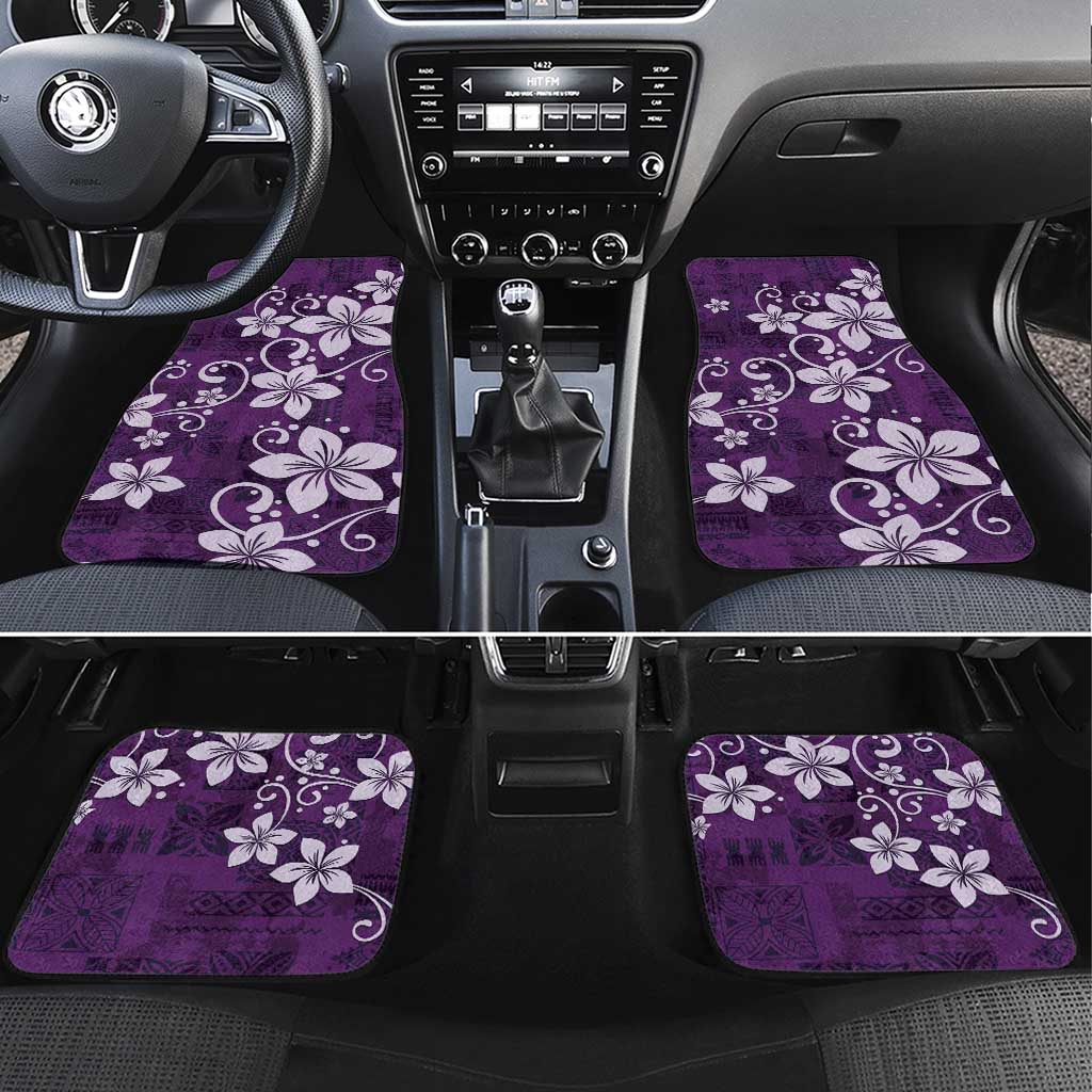 Plumeria Floral Tapa Pattern Amethyst Purple Car Mats LT01 Set 4pcs Purple - Polynesian Pride