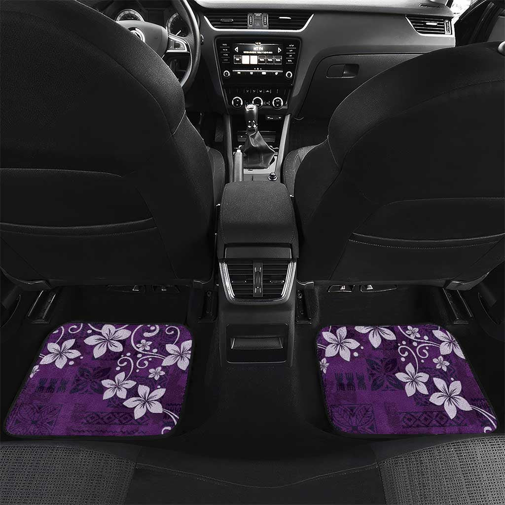 Plumeria Floral Tapa Pattern Amethyst Purple Car Mats LT01 Set 2pcs - Back Purple - Polynesian Pride