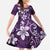 Plumeria Floral Tapa Pattern Amethyst Purple Family Matching Long Sleeve Bodycon Dress and Hawaiian Shirt