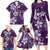 Plumeria Floral Tapa Pattern Amethyst Purple Family Matching Long Sleeve Bodycon Dress and Hawaiian Shirt