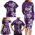 Plumeria Floral Tapa Pattern Amethyst Purple Family Matching Long Sleeve Bodycon Dress and Hawaiian Shirt