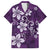 Plumeria Floral Tapa Pattern Amethyst Purple Family Matching Long Sleeve Bodycon Dress and Hawaiian Shirt