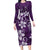 Plumeria Floral Tapa Pattern Amethyst Purple Family Matching Long Sleeve Bodycon Dress and Hawaiian Shirt