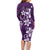 Plumeria Floral Tapa Pattern Amethyst Purple Family Matching Long Sleeve Bodycon Dress and Hawaiian Shirt