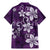 Plumeria Floral Tapa Pattern Amethyst Purple Family Matching Mermaid Dress and Hawaiian Shirt