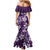 Plumeria Floral Tapa Pattern Amethyst Purple Family Matching Mermaid Dress and Hawaiian Shirt