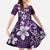 Plumeria Floral Tapa Pattern Amethyst Purple Family Matching Off The Shoulder Long Sleeve Dress and Hawaiian Shirt