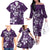 Plumeria Floral Tapa Pattern Amethyst Purple Family Matching Off The Shoulder Long Sleeve Dress and Hawaiian Shirt