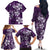 Plumeria Floral Tapa Pattern Amethyst Purple Family Matching Off The Shoulder Long Sleeve Dress and Hawaiian Shirt