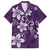 Plumeria Floral Tapa Pattern Amethyst Purple Family Matching Off Shoulder Maxi Dress and Hawaiian Shirt