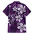 Plumeria Floral Tapa Pattern Amethyst Purple Family Matching Off Shoulder Maxi Dress and Hawaiian Shirt