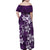 Plumeria Floral Tapa Pattern Amethyst Purple Family Matching Off Shoulder Maxi Dress and Hawaiian Shirt