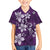 Plumeria Floral Tapa Pattern Amethyst Purple Family Matching Off Shoulder Maxi Dress and Hawaiian Shirt