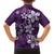 Plumeria Floral Tapa Pattern Amethyst Purple Family Matching Short Sleeve Bodycon Dress and Hawaiian Shirt