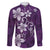 Plumeria Floral Tapa Pattern Amethyst Purple Family Matching Short Sleeve Bodycon Dress and Hawaiian Shirt