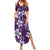 Plumeria Floral Tapa Pattern Amethyst Purple Family Matching Summer Maxi Dress and Hawaiian Shirt