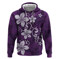 Plumeria Floral Tapa Pattern Amethyst Purple Hoodie LT01 Pullover Hoodie Purple - Polynesian Pride