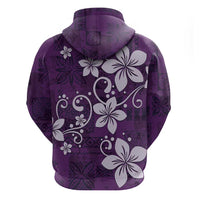 Plumeria Floral Tapa Pattern Amethyst Purple Hoodie LT01 - Polynesian Pride