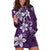 Plumeria Floral Tapa Pattern Amethyst Purple Hoodie Dress