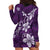 Plumeria Floral Tapa Pattern Amethyst Purple Hoodie Dress