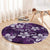 Plumeria Floral Tapa Pattern Amethyst Purple Round Carpet