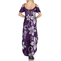 Plumeria Floral Tapa Pattern Amethyst Purple Summer Maxi Dress LT01 - Polynesian Pride