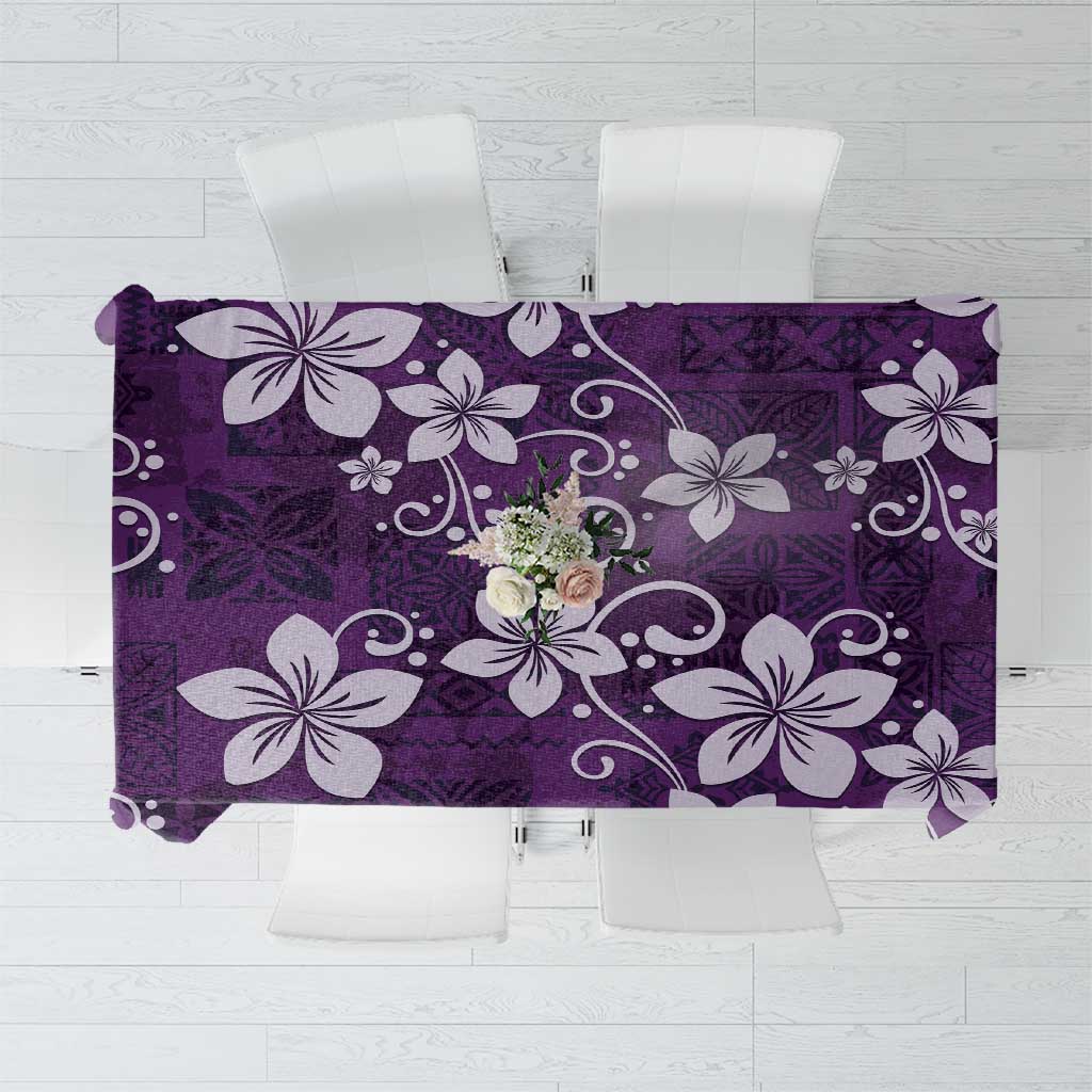 Plumeria Floral Tapa Pattern Amethyst Purple Tablecloth