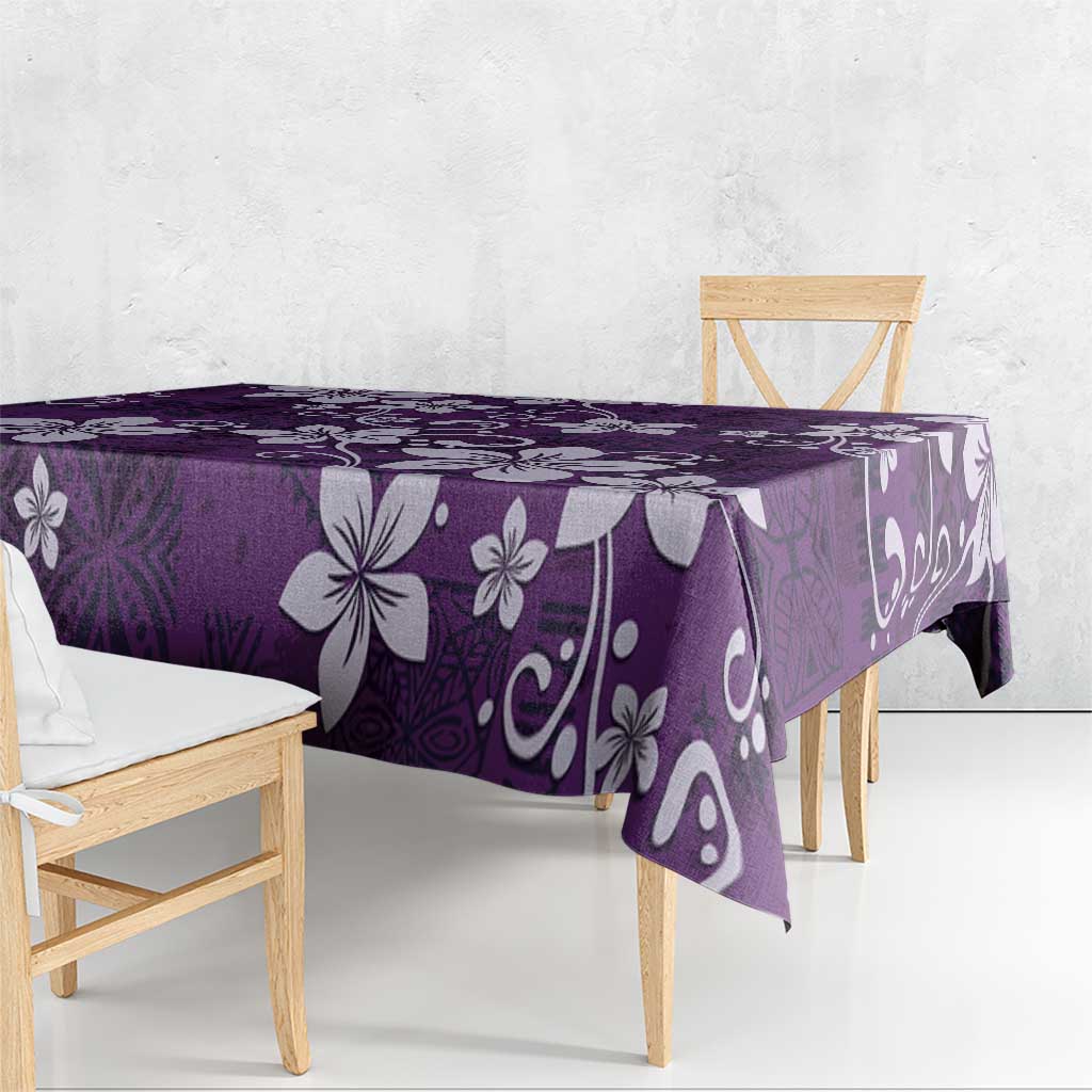 Plumeria Floral Tapa Pattern Amethyst Purple Tablecloth LT01 - Polynesian Pride
