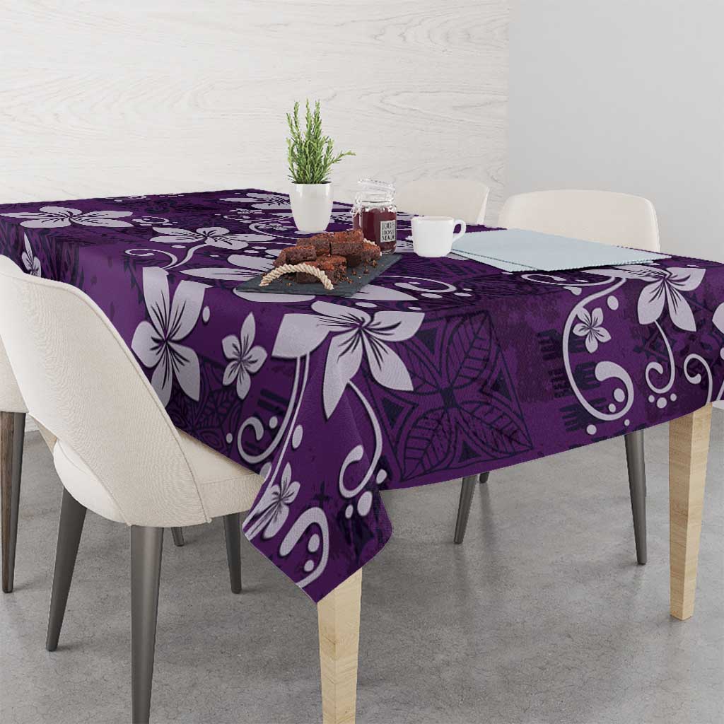 Plumeria Floral Tapa Pattern Amethyst Purple Tablecloth LT01 - Polynesian Pride
