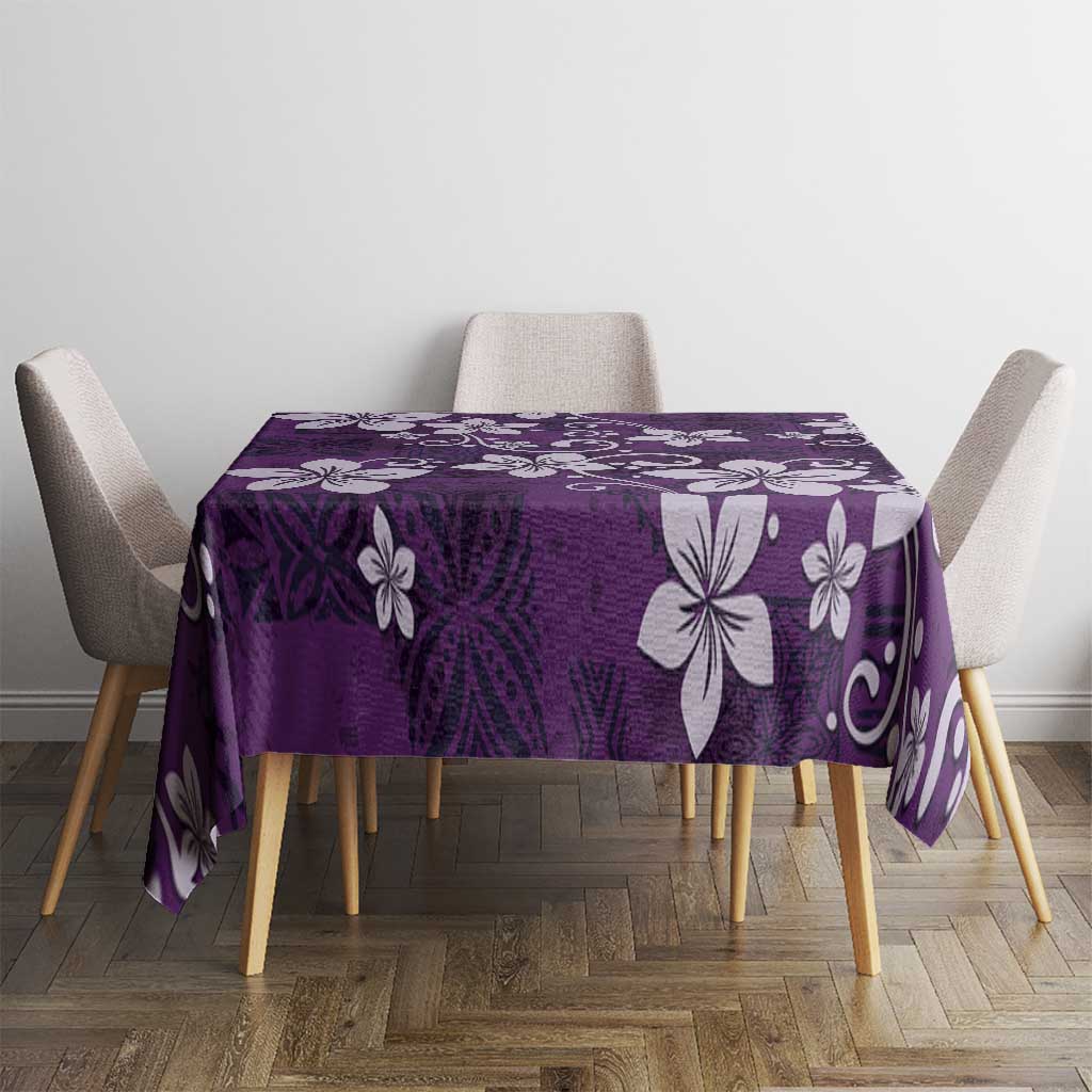 Plumeria Floral Tapa Pattern Amethyst Purple Tablecloth LT01 - Polynesian Pride