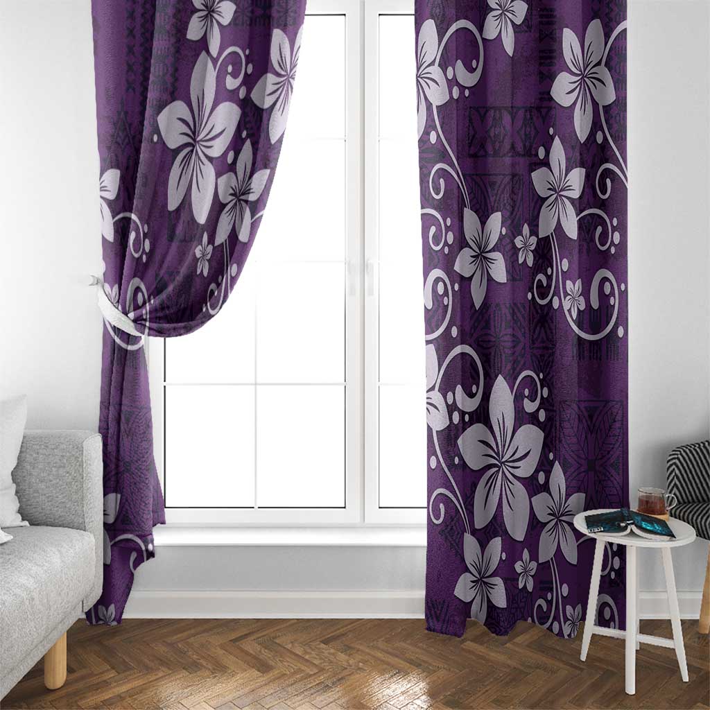 Plumeria Floral Tapa Pattern Amethyst Purple Window Curtain LT01 - Polynesian Pride