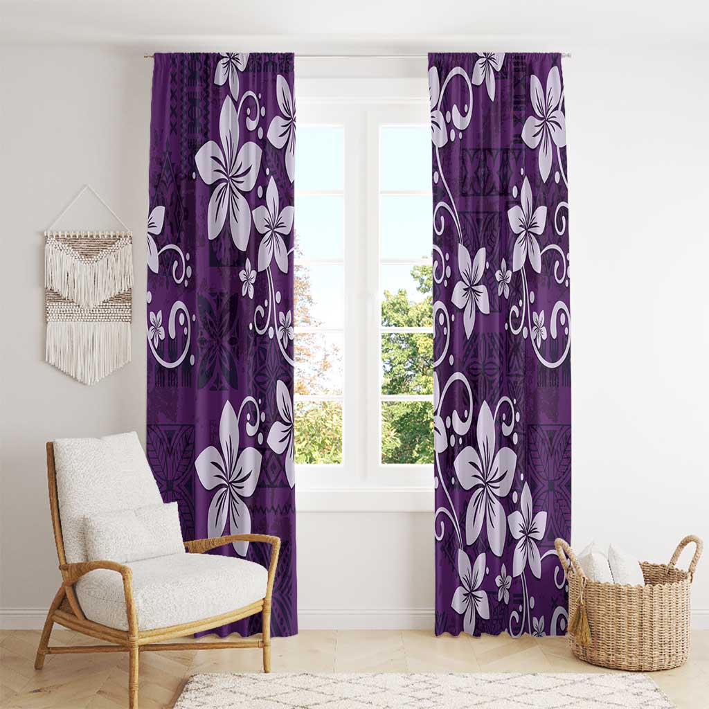 Plumeria Floral Tapa Pattern Amethyst Purple Window Curtain LT01 - Polynesian Pride