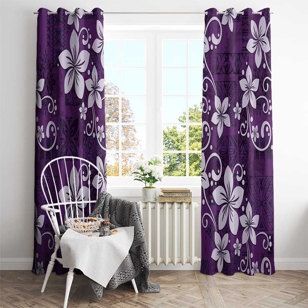 Plumeria Floral Tapa Pattern Amethyst Purple Window Curtain LT01 - Polynesian Pride