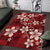 Plumeria Floral Tapa Pattern Oxblood Red Area Rug