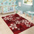 Plumeria Floral Tapa Pattern Oxblood Red Area Rug