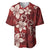 Plumeria Floral Tapa Pattern Oxblood Red Baseball Jersey