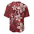 Plumeria Floral Tapa Pattern Oxblood Red Baseball Jersey