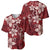 Plumeria Floral Tapa Pattern Oxblood Red Baseball Jersey