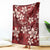 Plumeria Floral Tapa Pattern Oxblood Red Blanket