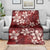 Plumeria Floral Tapa Pattern Oxblood Red Blanket