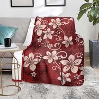 Plumeria Floral Tapa Pattern Oxblood Red Blanket LT01 - Polynesian Pride